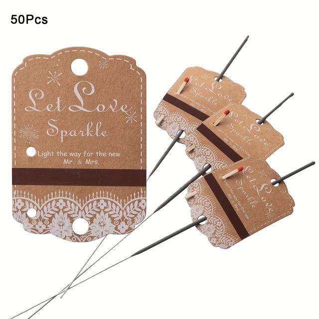 TEMU 50pcs & 100pcs Rustic White Lace Wedding Sparkler Tags With Match Holder And Striker Exit Tags For Wedding