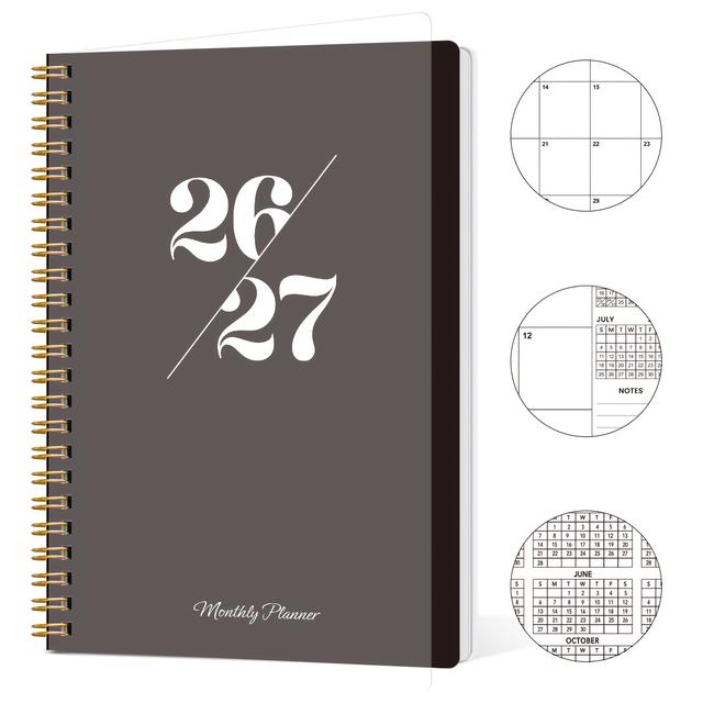 TEMU 1pc 2026-2027 Two-year Monthly Planner With Spiral Binding & Cover - Heavy-duty Polybind Cover Suitable For Long-term Planning, Academic, Business, Organizer - Daily Calendar With Monthly Pages