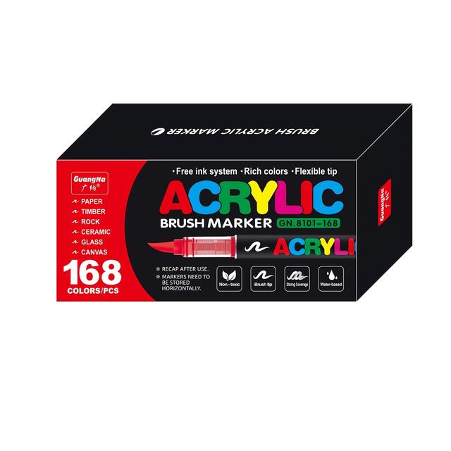 TEMU GUANGNA 168 Stück Acryl-Farbstifte - Leuchtende Farben für Künstler, Ideal für Edelstahl, Kunststoff, Glas, Kunstleder, & Metalloberflächen, Geeignet für den Professionellen Kunstdruck