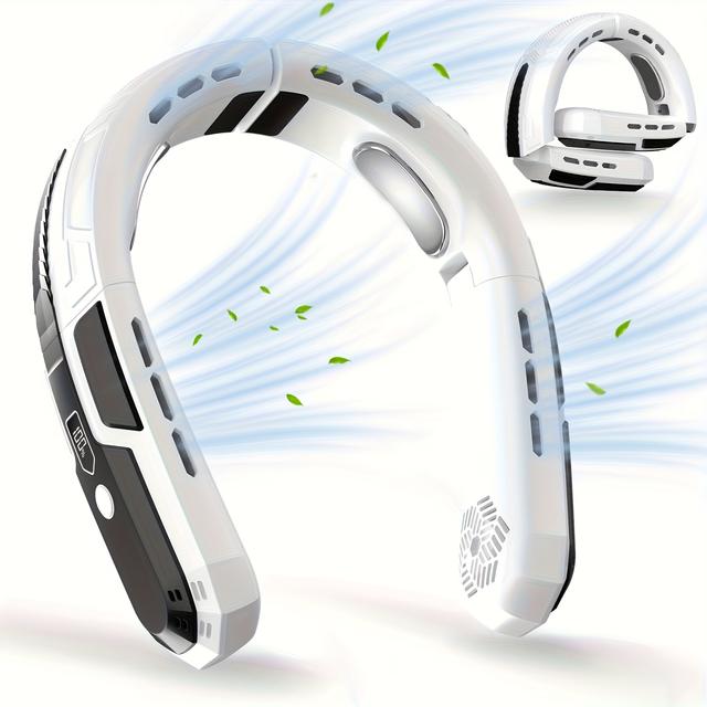 TEMU Neck Fan, Portable Bladeless Neck Fans, Upgrade 360° Airflow, , 3 , 6000mah Personal Wearable Neck Fan, Upgraded Cooling Usb Rechargeable Hands