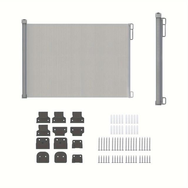 TEMU Extendable Stair Gate Cat/puppy Gate Travel Stair Gate, Retractable Gate Safety Gate Dog Stair Gate For Stairs And Doors, Extra Safety Dog Gate 130cm, 88.9cm Tall, White/grey