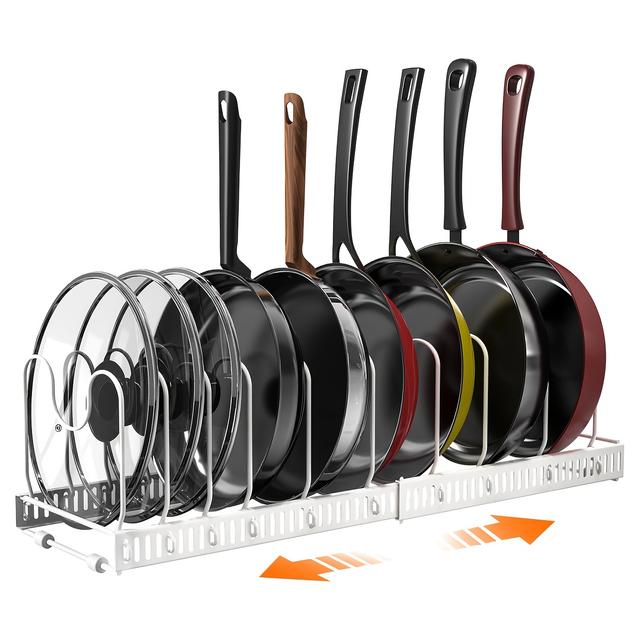 TEMU Estante de Almacenamiento Ajustable para Ollas y Sartenes con 10 Divisores, para Organizar Utensilios de Cocina y Repostería en Encimeras de Cocina o en el Despensa - Color: