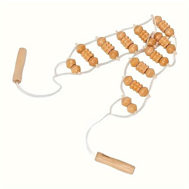 TEMU 1pc Herramientas de Masaje de Madera, Rodillo de Espalda para Masaje de Puntos Gatillo, Masajeador Automático de Cuerpo Completo, Herramienta de Masaje de Espalda