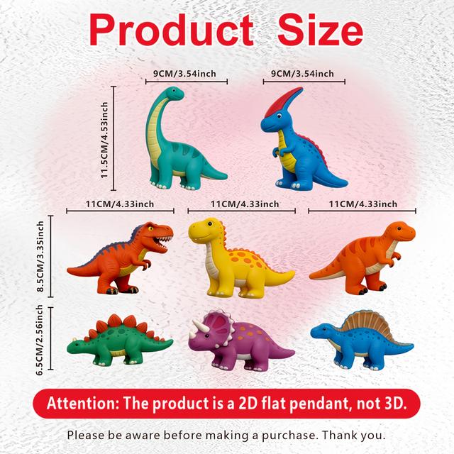 TEMU Juego de 8 imanes grandes de dinosaurio para nevera, dinosaurios planos surtidos de PVC, para lavavajillas, garaje, coche, temática de dinosaurios, regalo ideal para y familiares