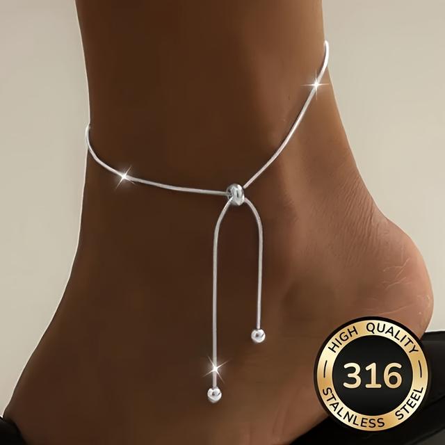 TEMU Steel Snake Chain Anklet For Women, Ins-style Niche Versatile Design, Simple And Unique Stainless Steel Foot Jewelry, Elegant Minimalist Fashion, Exquisite Valentine's Day Gift