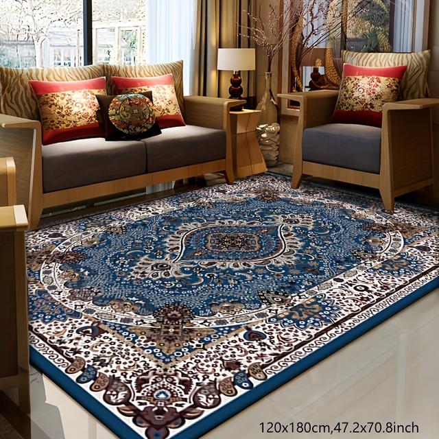TEMU 1pc, Persian Carpet, Room Area Rug, Ethnic Style Carpet, Water Absorbent, Hotel, Non-shedding Living Room Bedroom Accent Rug, Cute Aesthetic Stuff Home Decor Room Decor