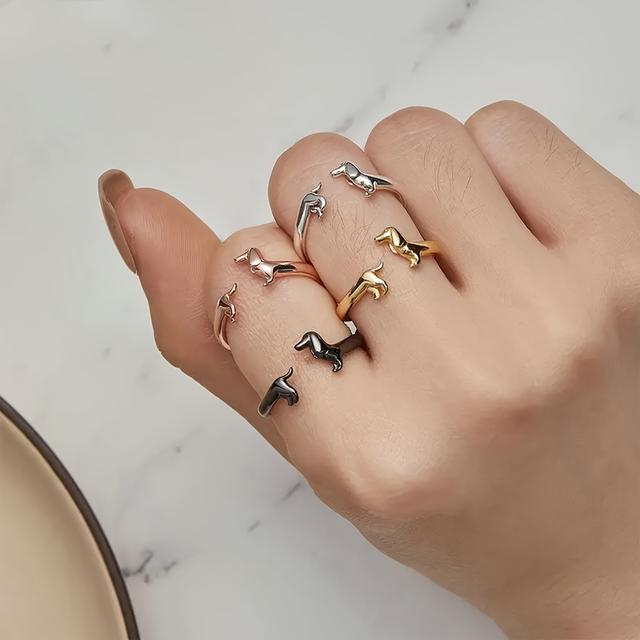 TEMU 4шт Модні Творчі Кільця з Таксою на День Святого Валентина