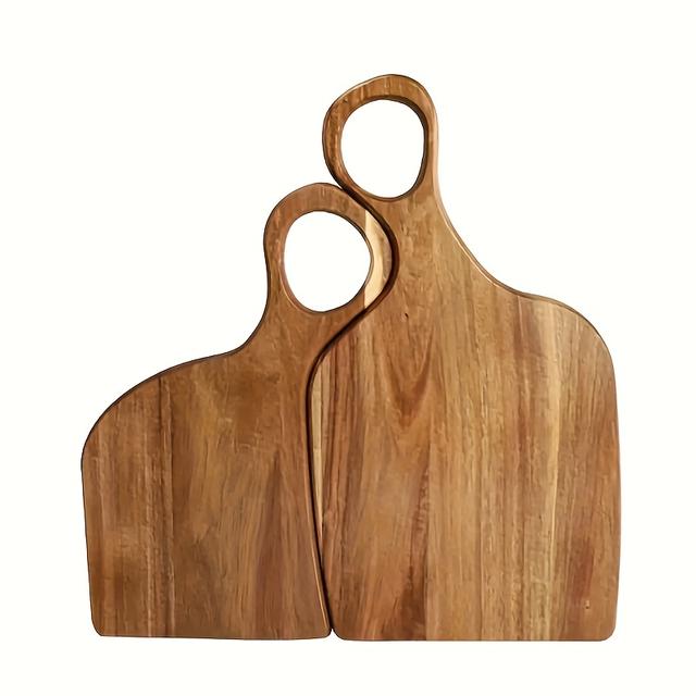 TEMU A Set Of 2 Walnut Slicing Boards-high Quality Hand- Slicing Boards, Used For Food Preparation, Food- Materials, Very Suitable For Couples And Home Cooks