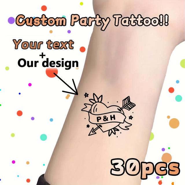 TEMU Custom Heart-shaped Arrow Tattoo Stickers - You Can Personalize Them With The Initials Of You And , , Or Family, Perfect For Parties . Ideal For Bachelorette Parties, Party Favors