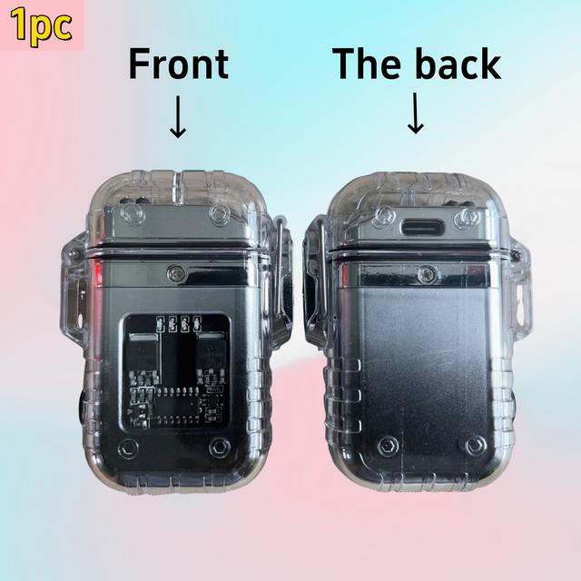 TEMU 1pc Usb-rechargeable Portable Electronic Lighter With Dual Arc Plasma Ignition & Built-in Flashlight - Usb- Outdoor Survival Lighter Suitable For Emergency, Camping,, For (no /magnesium)