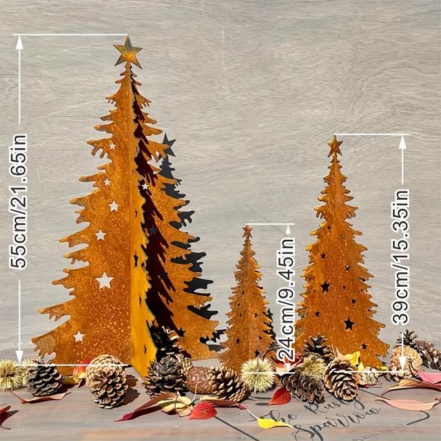 TEMU Sculpture d'Arbre de Noël en Métal Rouillé Rustique - Art de Jardin Intérieur & Extérieur, Décoration Rustique en Métal pour et - de Cadeau de Fête Unique