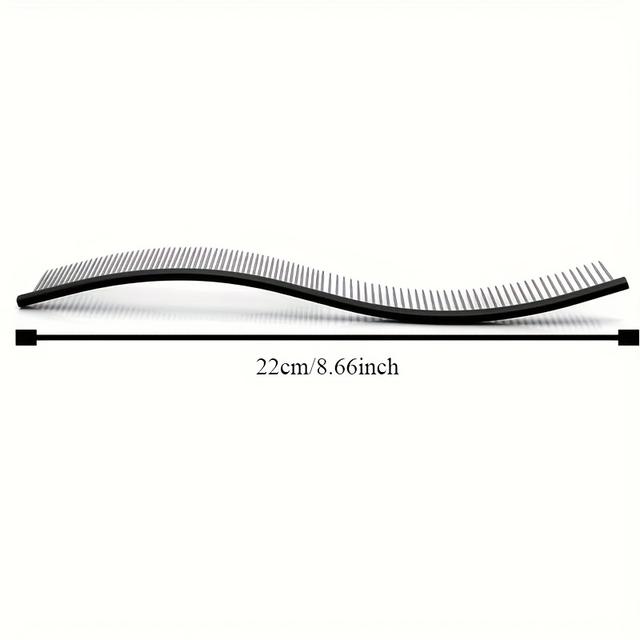 TEMU 1개 S자형 강아지 빗 - 반밀도 및 반가늘게 디자인, 내구성 있는 펫 그루밍 브러시 - 곡선형 인체공학 핸들, 모든 털종에 적합한 아치형 개빗 - 미세 이빨 강아지 빗