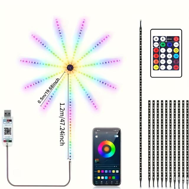 TEMU شريط إضاءة ذكي مع 16 وضعًا متدرجًا، سطوع قابل للتعديل، تحكم صوتي عبر تطبيق، إعدادات مؤقت، تحويلات ألوان تسريعها أو تبطينها