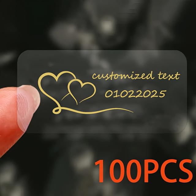 TEMU Pegatinas adhesivas transparentes personalizadas con doradas/negras | para envoltura de regalos artesanales y recuerdos de boda