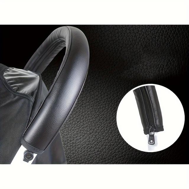 TEMU Kryt na Rukojeť Kočárku, Ochranný Kryt z PU Kůže, Skládací a Pratelný se Zipem, Univerzální Velikost pro Rukojeti Kočárků, Prodáváno Jednotlivě