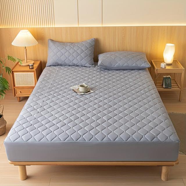 TEMU 1pc Multicolor Waterproof Mattress Protector (no Pillowcase And Pillow Core) Soft And Comfortable Solid Color Bedding Mattress Cover For Bedroom And Waterproof Fitted Sheet Only