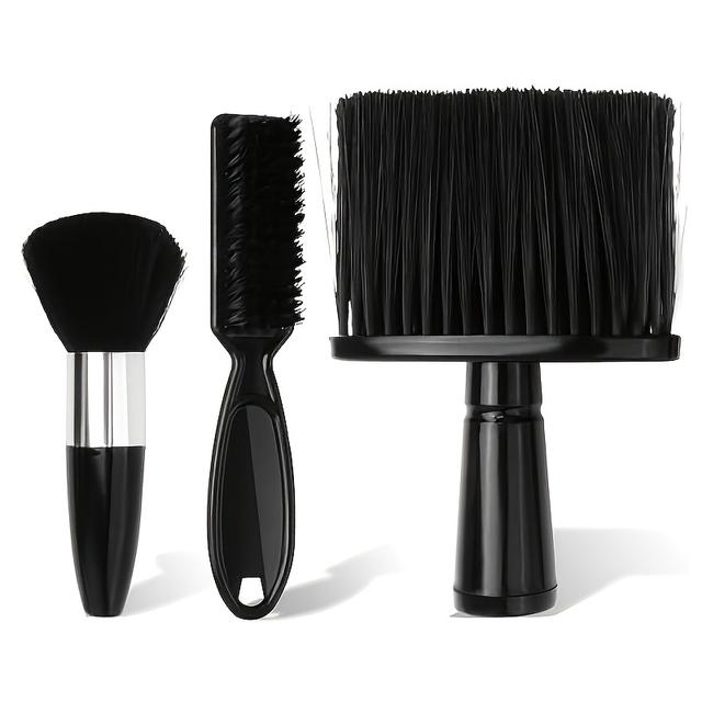 TEMU A Set Of 3 Barber Brushes, Including Neck Brush, Barber Neck Brush, Barber Additions, Soft Barber Brush, For Cleaning Neck Broken Hair