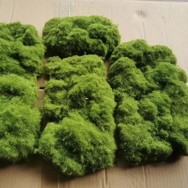 TEMU [Moosstein-Dekoration] Simulierter Moosblock Haarstein Größe mit Landschaftsdekoration Moosstein Moosrasen Flockenverzierung Weiches Outfit
