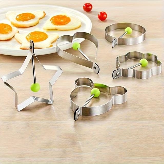 TEMU 5-teiliges Edelstahl Eier- & Pfannkuchenformen-Set – Vielseitige, nicht-elektrische Formen für kreative einfache Mahlzeitenvorbereitung