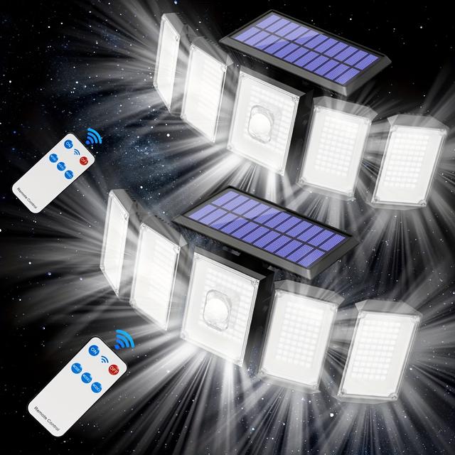 TEMU Mexllex 300 Leds Solar 5 Heads Wall Lights & Remote, 3 , , Motion Sensor Outdoor Lamp With 2000mah, 350° For Garden