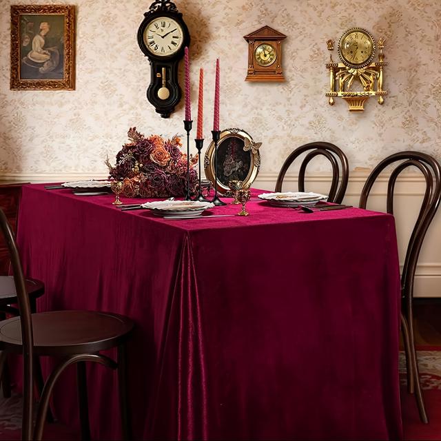 TEMU Velvet Tablecloth 60x102 Inch Soft Rectangular Table Cover For Christmas Cake Table Holiday Dinner Decor, Christmas Tablecloth, Best For Christmas