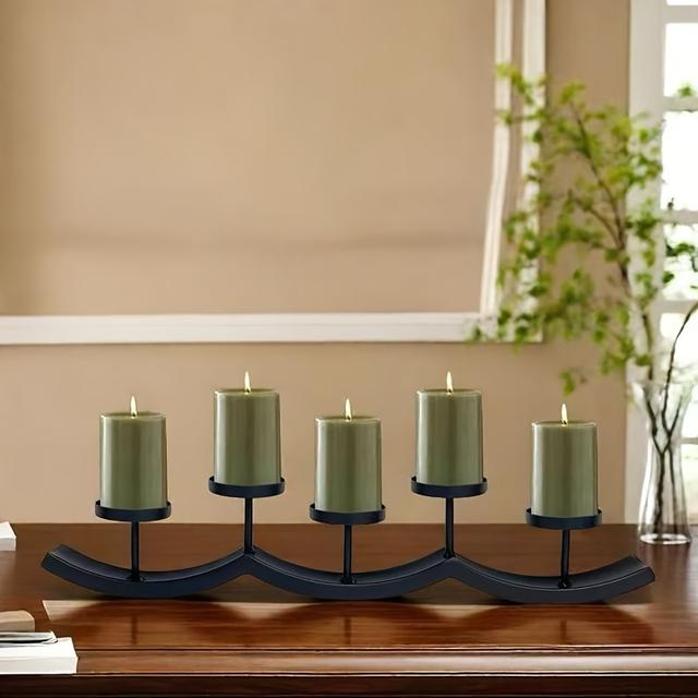 TEMU Elegantes Metallkandelaber, 5-armiger, lackierter Tischkandelaber für die Heimdekoration