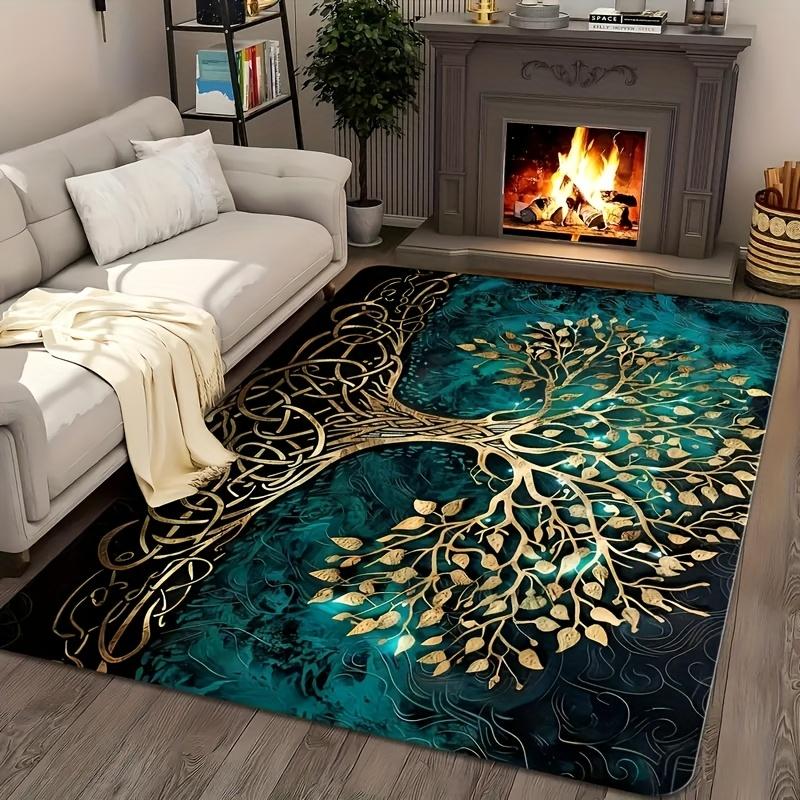 TEMU 1pc Tree Welcome Mat, Velvet Material, Non-slip Backing, Suitable For Entrance Door, Bedroom, Kitchen, Bathroom Door Multi-area