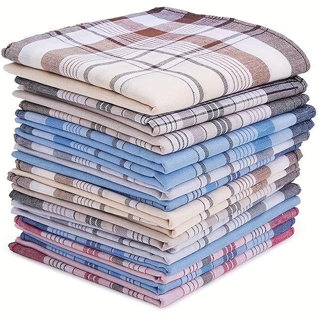TEMU 16pcs Men's Handkerchiefs, Colors And Patterns, Absorbent And Breathable, 16 Inches, Valentine's Day Gift, Father's Day Gift, Thanksgiving Day Gift