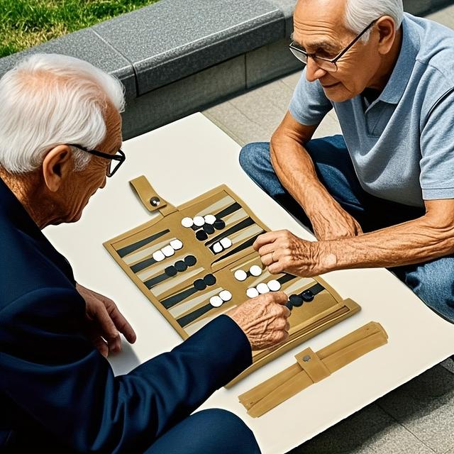 TEMU High-End Echtes Leder Roll-Up Backgammon, Geeignet für Hauspartys, Outdoor und Reise-Camping Brettspiele sowie Hochwertige Geschäftsgeschenke
