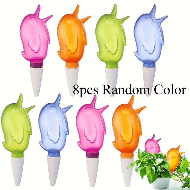 TEMU Set Of 8 Bird-shaped Self-watering Spikes - An Automatic Drip Irrigation Solution For Indoor And Outdoor Plants, Suitable For Watering Nails, Watering Balls, And Keeping