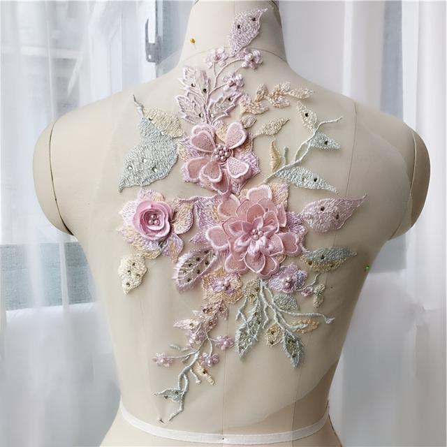 TEMU En flerfärgad tredimensionell meshbroderad spetsblomma, tygpatch för kläder