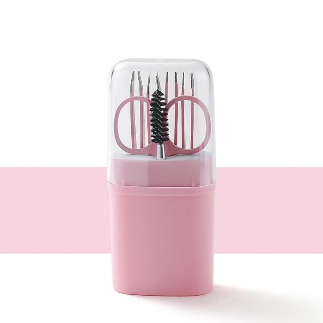 TEMU Conjunto de Tesouras de Sobrancelhas em Aço Inoxidável - Corte de Precisão , Kit de Sobrancelhas Durável e Sem Fragrância com Pinças e Escova