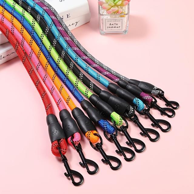 TEMU Comfortable Reflective Rope Webbing -free Dog Leash Bulk Small Large Dog Black Walking Training Dog Rope