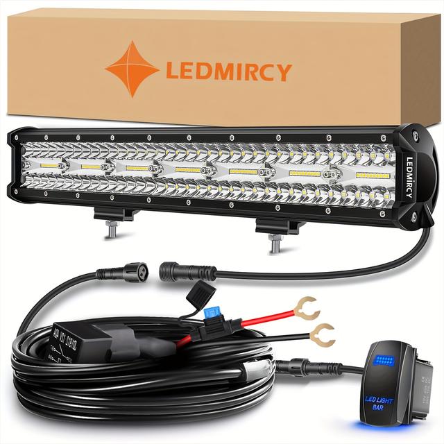 TEMU 20-Zoll LED-Leisten-Set mit Wippschalter Kabelbaum, Offroad-LED-Arbeitsleuchte für LKW, ATV, UTV, Boot, Pickup, Traktor