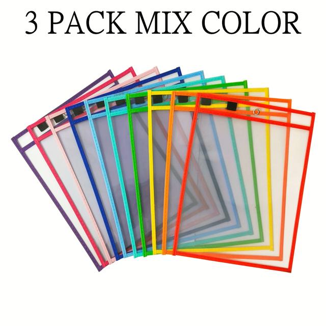 TEMU Saco de Limpeza a Reutilizável de 3/6/10 peças, Saco para Escrever e Limpar, Protetor de Folha de Plástico Transparente, Material Escolar para Professores e Sala de Aula, Material de