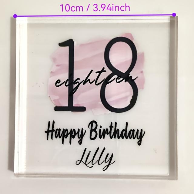 TEMU Personalized Acrylic Birthday Sign, Customizable Name And Age, Pink Design, Ideal Gift For Best Friend, Daughter