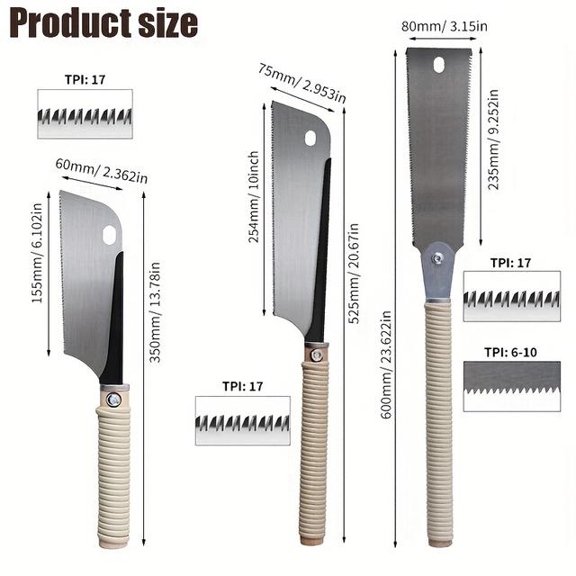 TEMU 3 szt. Japońskie Piły do Cięcia SK5 z Elastycznym Ostrzem 6/17 TPI, Ręczna Piła do Meblarstwa i Stolarstwa Majsterkowanie