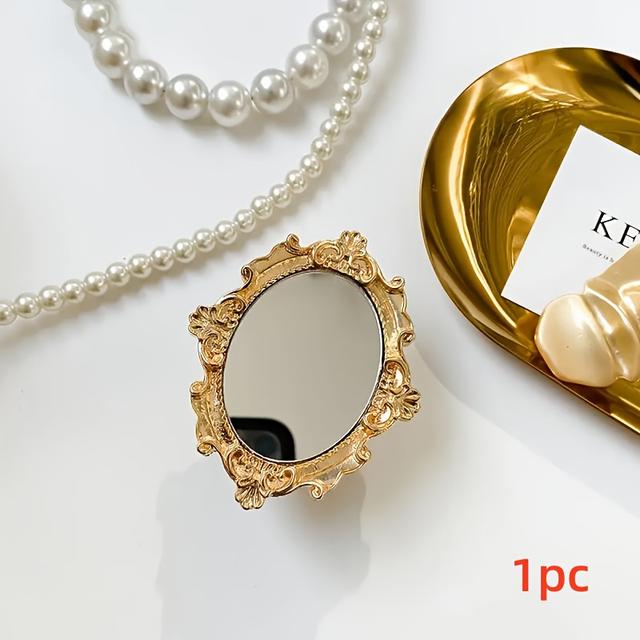 TEMU Innovative Phone Holder, Retro Design For The -back User, Featuring A Shiny Mirror End, Ideal For Smartphones And Tablets, With A -up Charging Socket In Golden