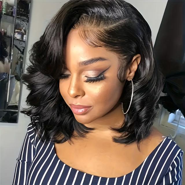 TEMU 13x4 Body Wave Human Hair Wig Hd Lace Front Wigs Short Bob Wig Pre For Women Color 180% Density