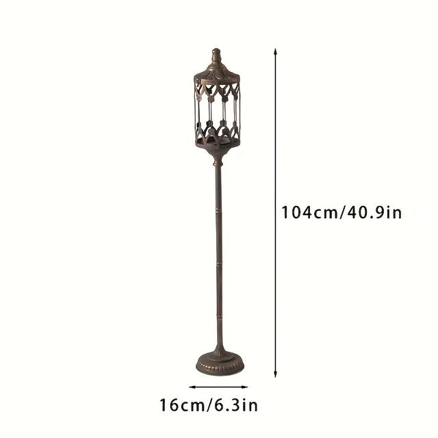 TEMU 빈티지 로마 영감 금속 캔들 거치대 - 방풍, 거실 및 호텔용 장식용 탁상 액센트, 장식적인 패턴이 있는 러스틱 시골 디자인