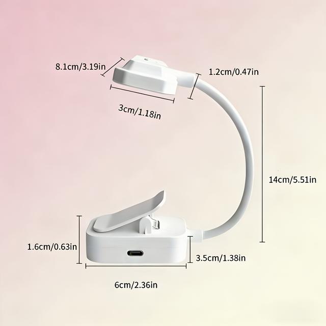 TEMU Mini Portable Clip-on Book Lamp With 3 , Usb Rechargeable 300mah Battery, Adjustable Brightness, And 360° Adjustable Range, Suitable For Nighttime Reading, Studying, And Working