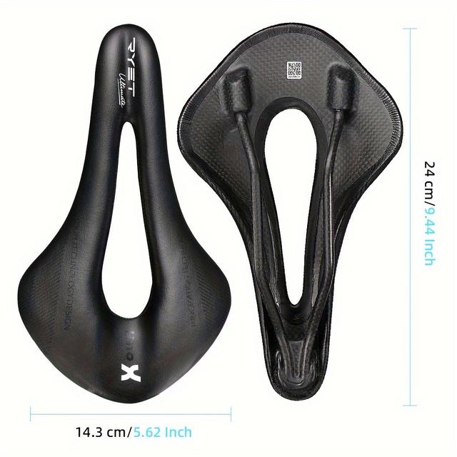 TEMU Asiento de cuero RYET Carbon + Ultra- para bicicleta de carretera de montaña Carrera Pu Asiento Cojín Oval 7*9 Accesorios para bicicleta 1pc
