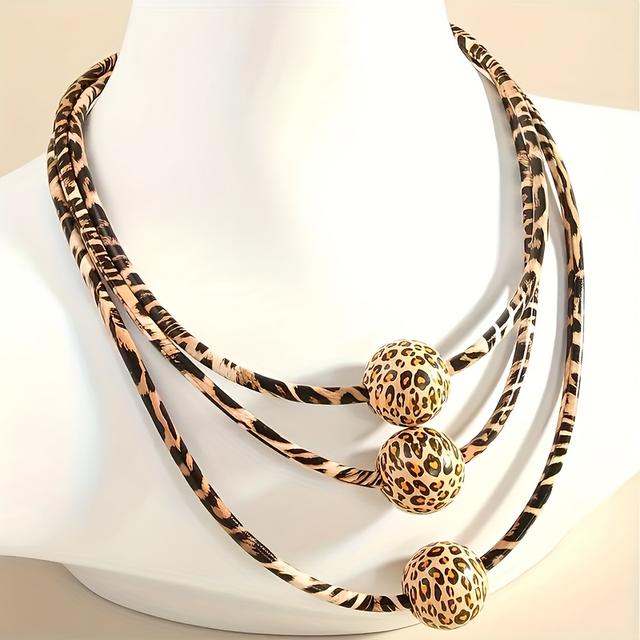 TEMU A Retro European-style Necklace With Fashionable, Sexy, And Versatile Multi-layered Leopard Print For Women
