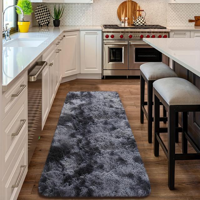 TEMU 1pc Modern Tie-dye Long Plush Rug | Cozy And Cute, Non-slip, Durable Polyester, Suitable For Kitchen, Dining Room, Living Room, Bedroom, Study, Sizes