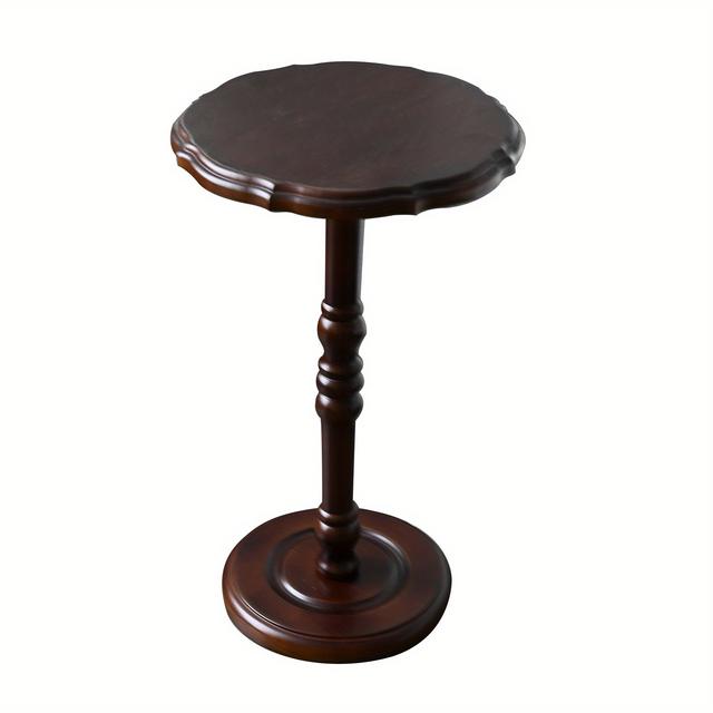 TEMU 1 قطعة طاولة دائرية عصرية مدمجة مناسبة للمساحات الصغيرة - طاولة جانبية/طاولة قهوة موفرة للمساحة بسطح من الخشب الهندسي وجوز، قابلة للتجميع لغرفة المعيشة، غرفة النوم، الشرفة - أثاث عصري مينيمالي