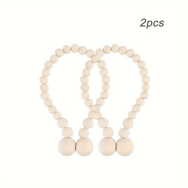 TEMU Juego de 2 varillas magnéticas para cortinas, varillas de cuentas de madera, sujetadores de cortinas para decoración de dormitorio bohemio, decoración de granja