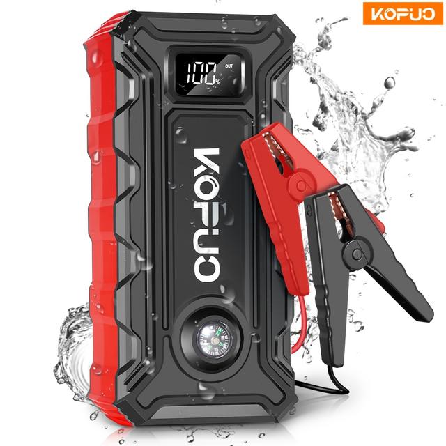 TEMU 8000mah Car Jump Starter For 5.0l Gas And 4.0l Engines | 12v Emergency Battery Booster With Usb Charging, Dual Outputs, Led Light, Digital Display, , Portable - Kopuo