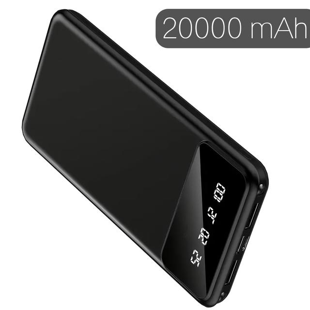 TEMU 20000mah High Capacity Mobile Power, 5v2.1a Portable Usb Charger, Led Display For Ios/ Devices, 2xusb Output, Type-c/ Micro Input, Safe And Stable Li-polymer Battery