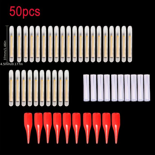 TEMU 50 db-os horgász világító rúd készlet, éjszakai horgászat világító bot horgászfelszerelés műanyag világító bot horgászathoz