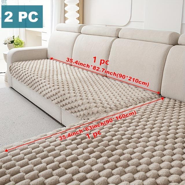 TEMU 2 piezas de cojín de sofá de peluche de color sólido, estilo moderno y sencillo, para mascotas, de sofá antideslizante, cubierta de decoración para el hogar, lavable a máquina